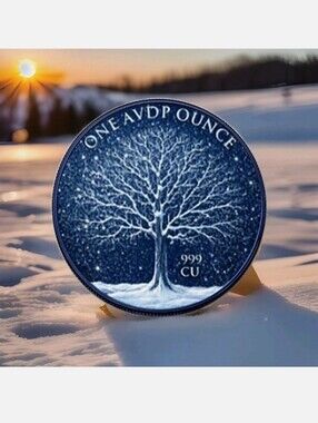 ⭐️Diamond Dusted Winter Maple Leaf 1oz .999 Copper Double Colorized Mintage 5000